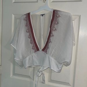 white flowy crop top